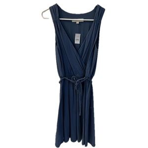 Loft wrap style blue sleeveless dress, size S. New With Tags.